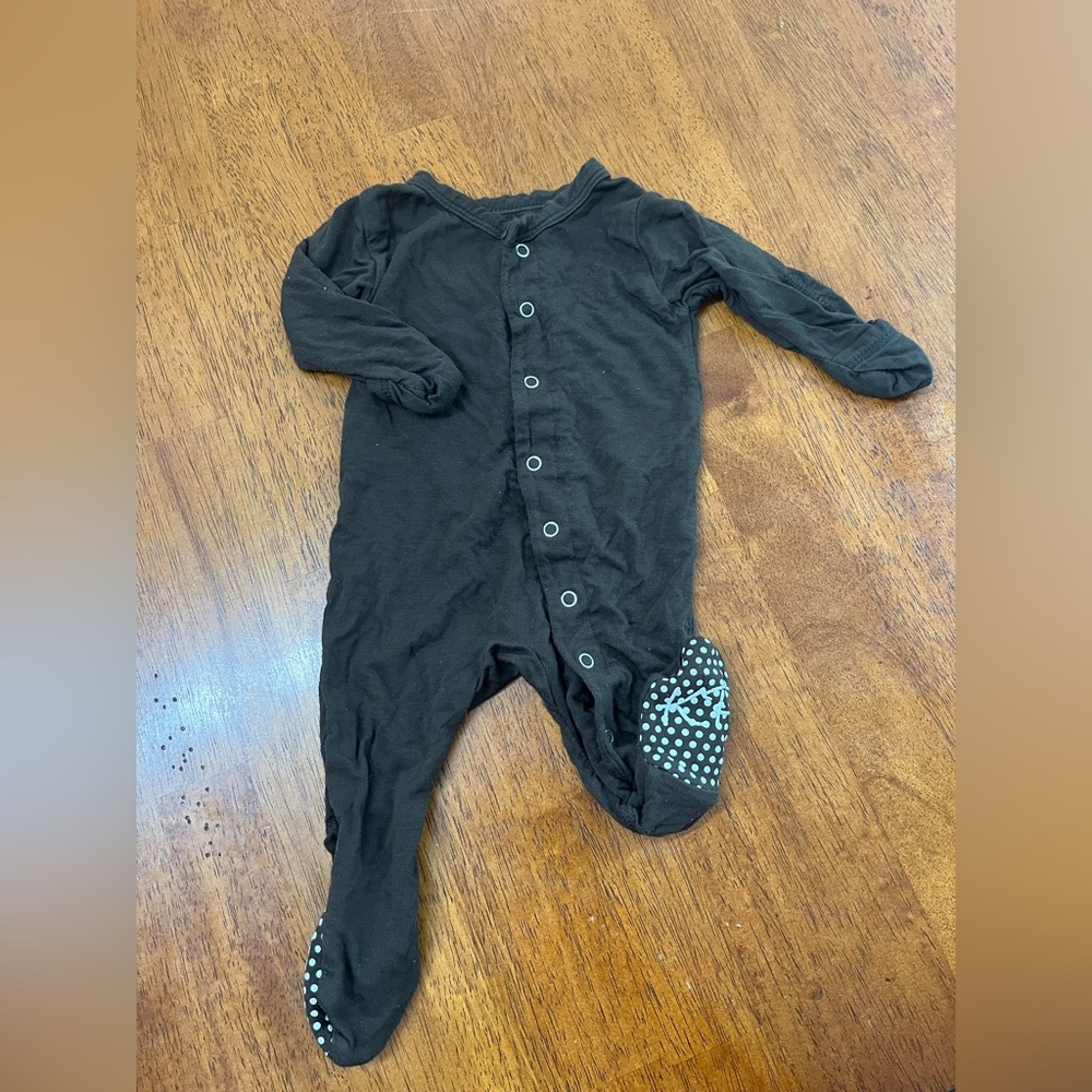 Kickee pants newborn brown snap footie